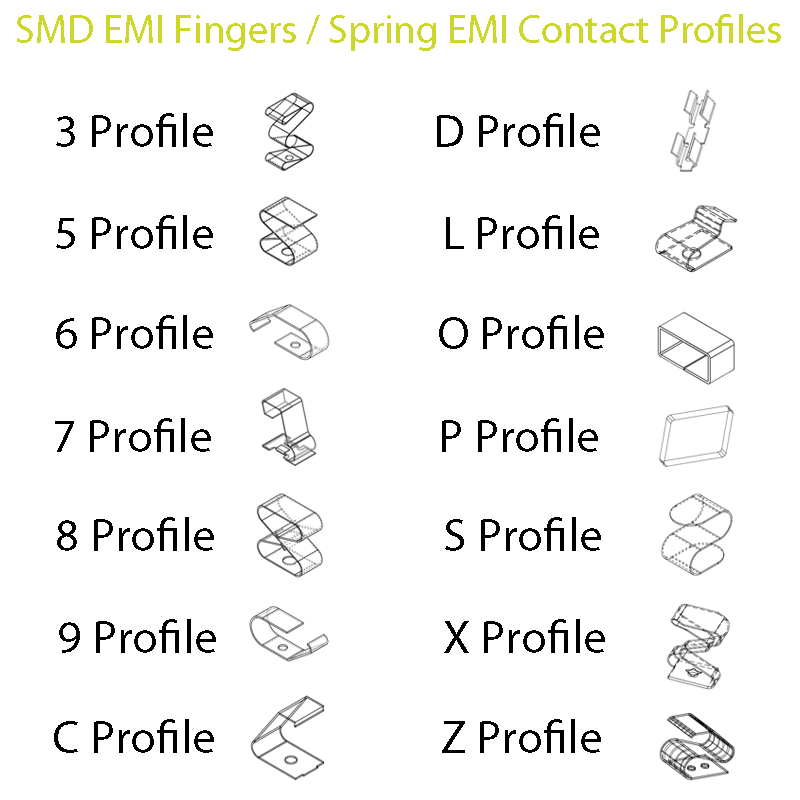 SMD EMI Fingers / Spring EMI Contacts | 3, 5, 6, 7, 8 & 9 Profiles